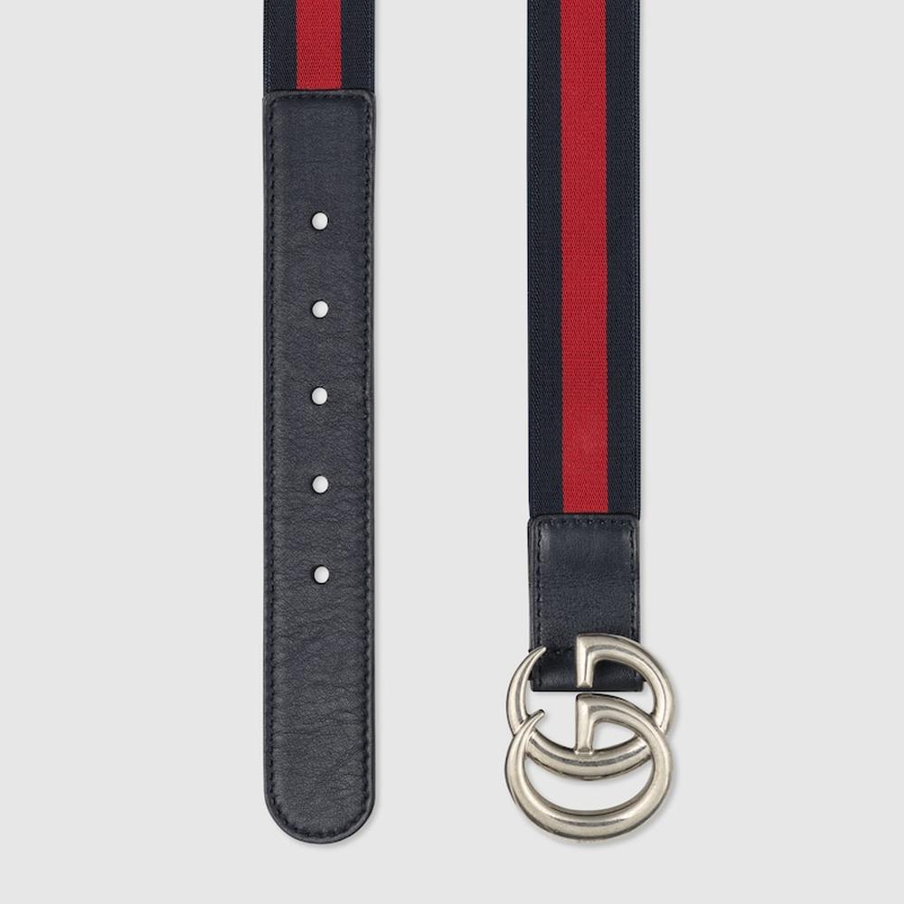 GUCCI Kids Children elastic Web belt blue and red Wdb 432707 HAENN 8497