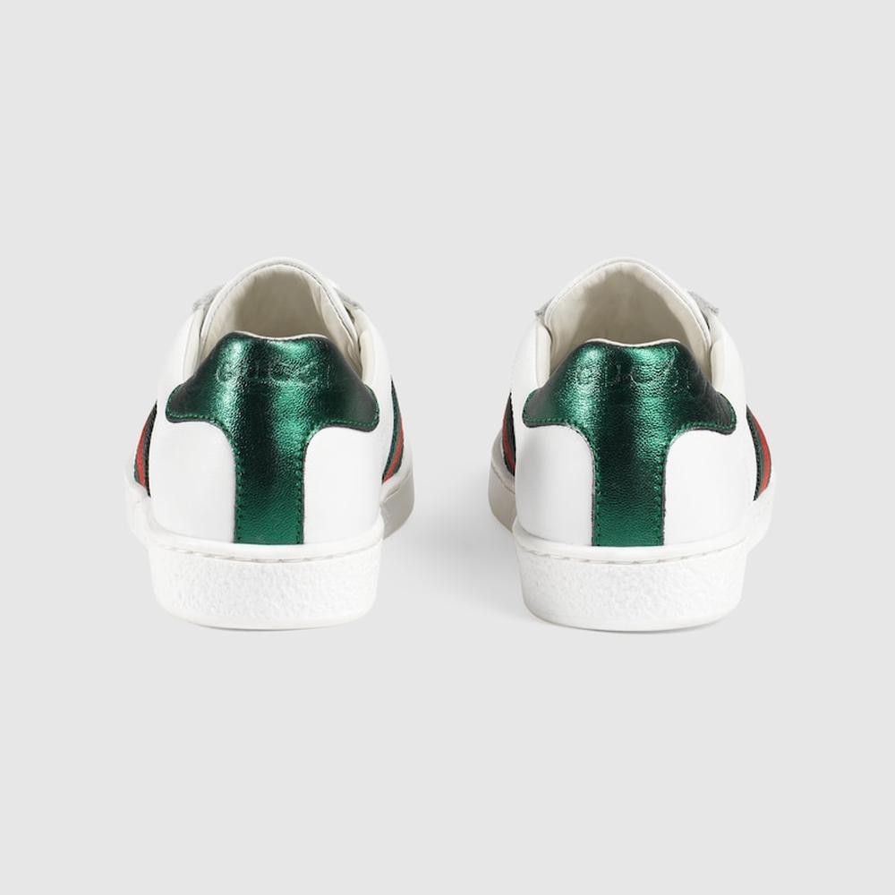 حذاء رياضي جلدي للأطفال من GUCCI Kids Gucci Ace باللون الأبيض 433148 CPWE0 9075