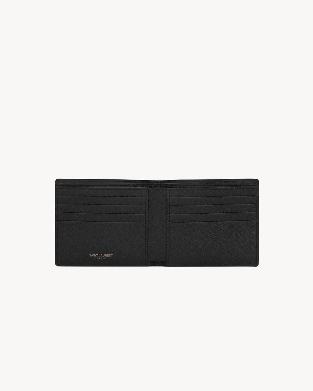 SAINT LAURENT Men cassandre east/west wallet in grain de poudre leather BLACK 453276BTY0U1000