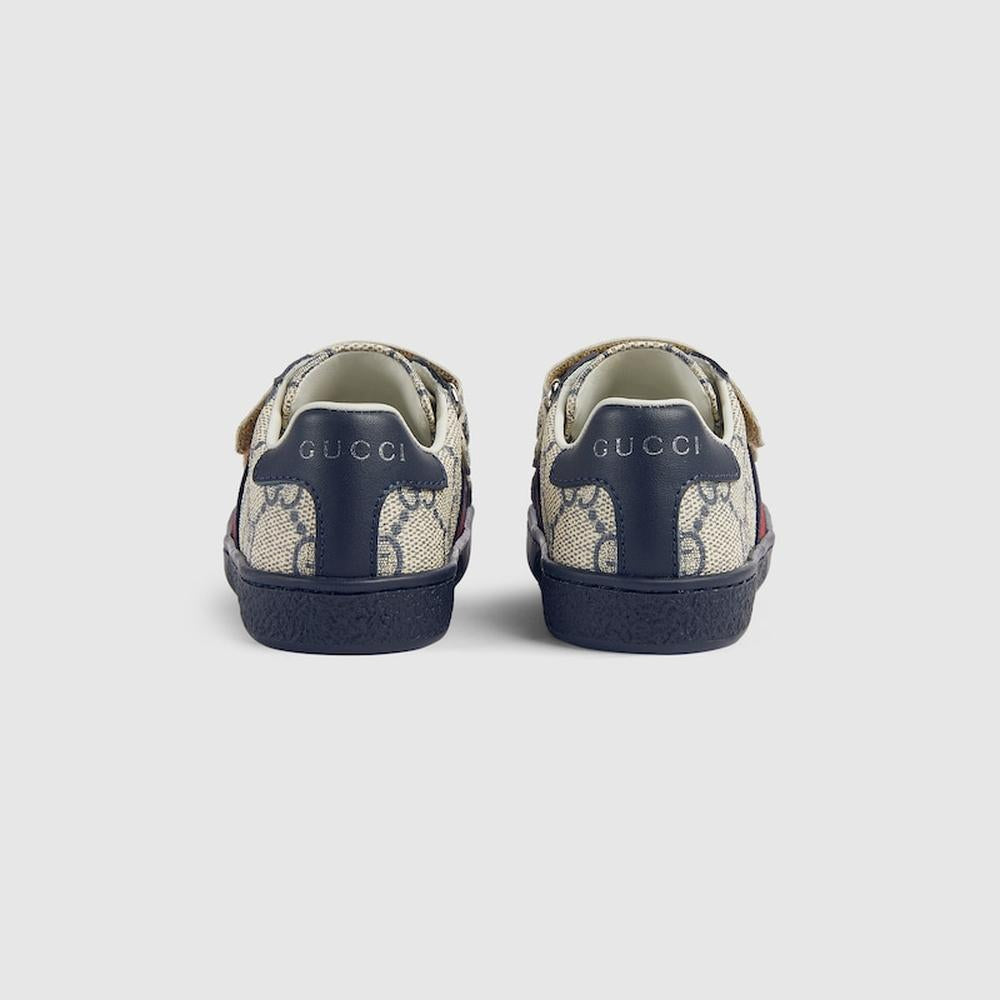 GUCCI Kids Toddler Gucci Ace trainer Blue and grey GG Supreme 463088 FACYF 4055