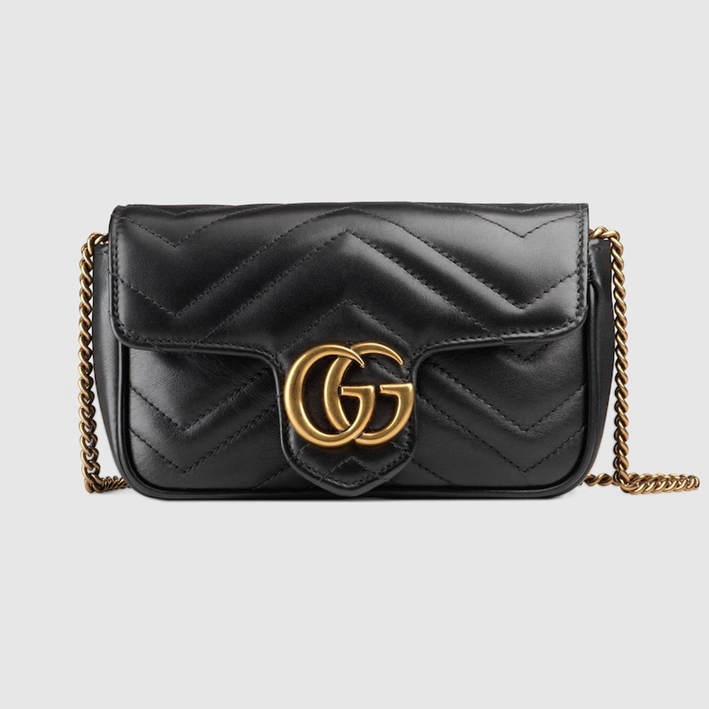 حقيبة GUCCI النسائية GG Marmont سوبر ميني باللون الأسود 476433 DTDCT 1000