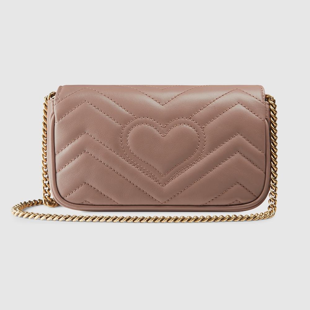 GUCCI Women GG Marmont super mini bag Dusty pink matelassé chevron 476433 DTDCT 5729