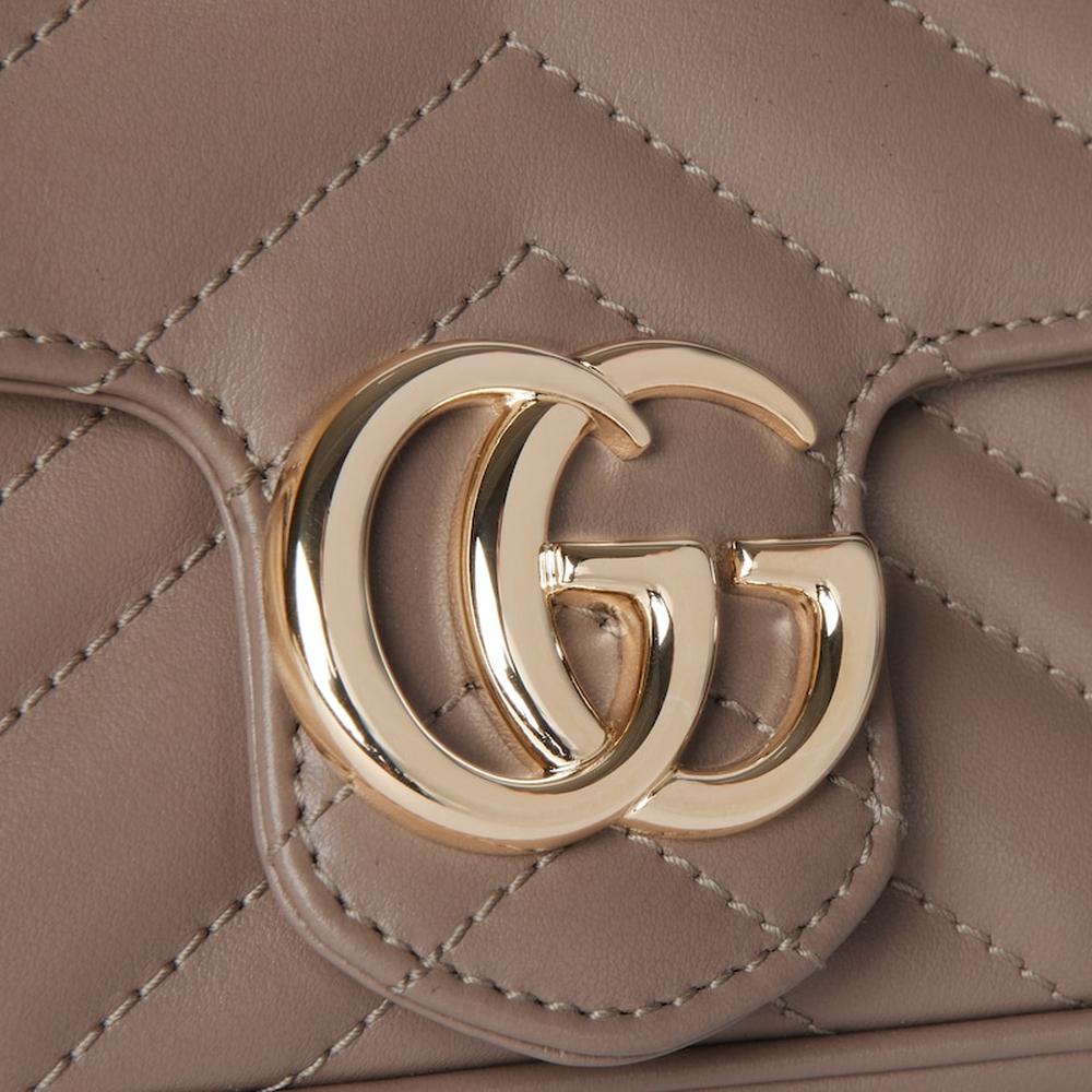 GUCCI Women GG Marmont super mini bag taupe leather 476433 DTDHD 1523