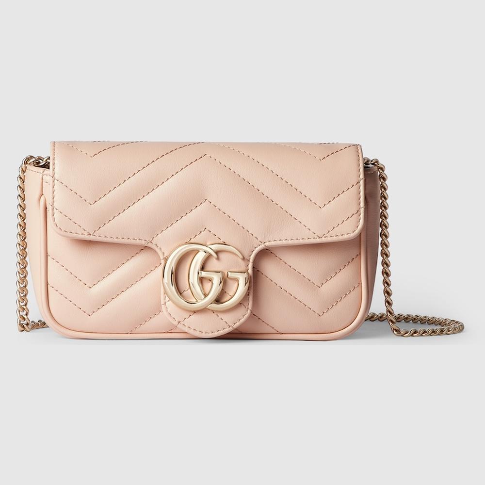 GUCCI Women GG Marmont super mini bag light pink leather 476433 DTDHD 6705