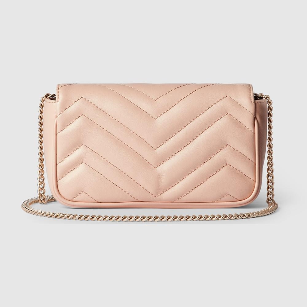 GUCCI Women GG Marmont super mini bag light pink leather 476433 DTDHD 6705