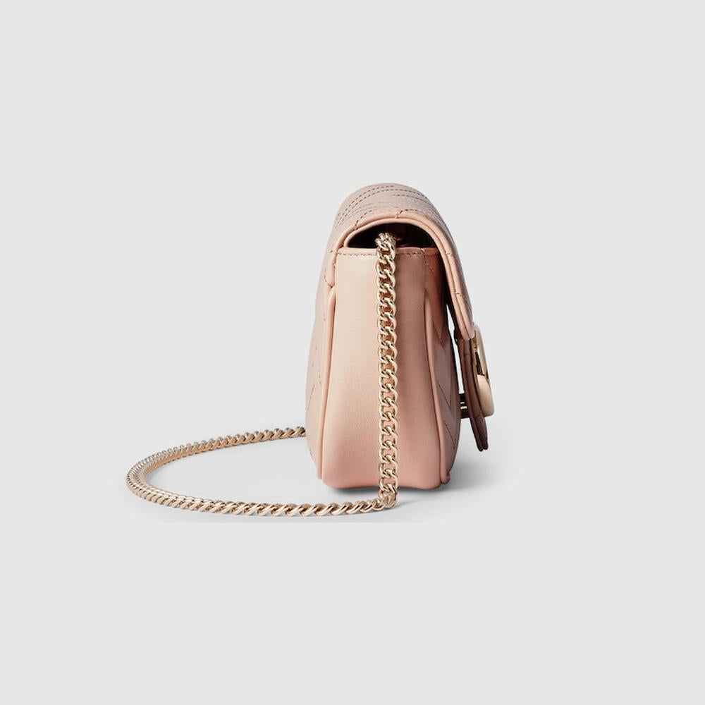 GUCCI Women GG Marmont super mini bag light pink leather 476433 DTDHD 6705