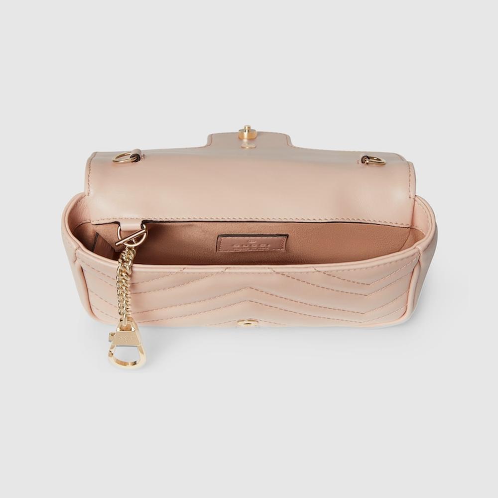 GUCCI Women GG Marmont super mini bag light pink leather 476433 DTDHD 6705