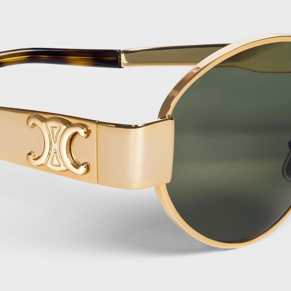 CELINE Women Triomphe Metal 01 sunglasses in GOLD / GREEN 4S235CMLB.35SG