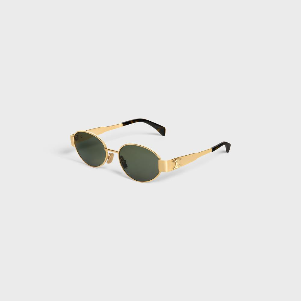 CELINE Women Triomphe Metal 01 sunglasses in GOLD / GREEN 4S235CMLB.35SG