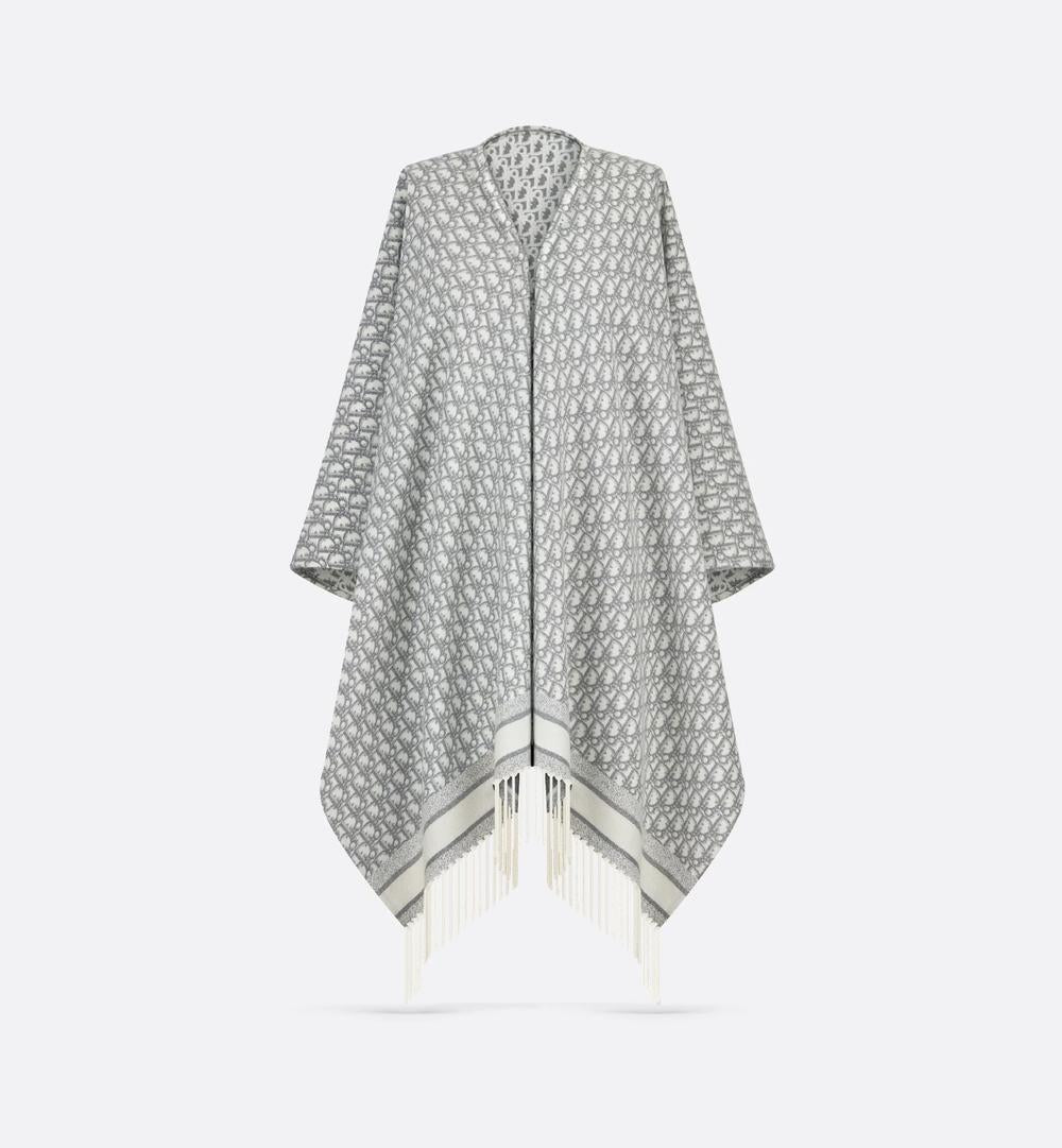 DIOR Women Dior Oblique Poncho White cashmere blend with silver metallic threads 51DOB370L080_CO95