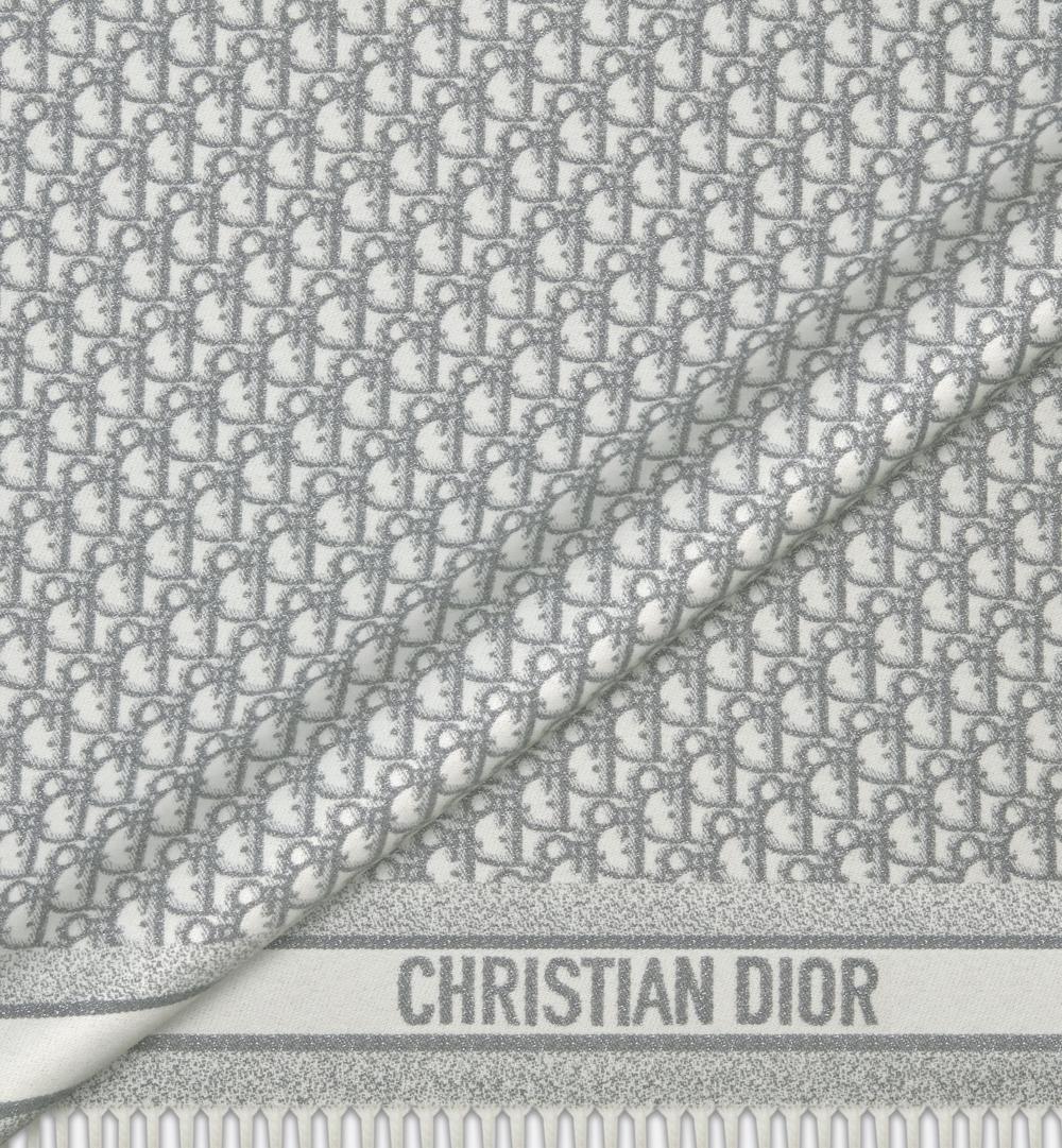 DIOR Women Dior Oblique Poncho White cashmere blend with silver metallic threads 51DOB370L080_CO95