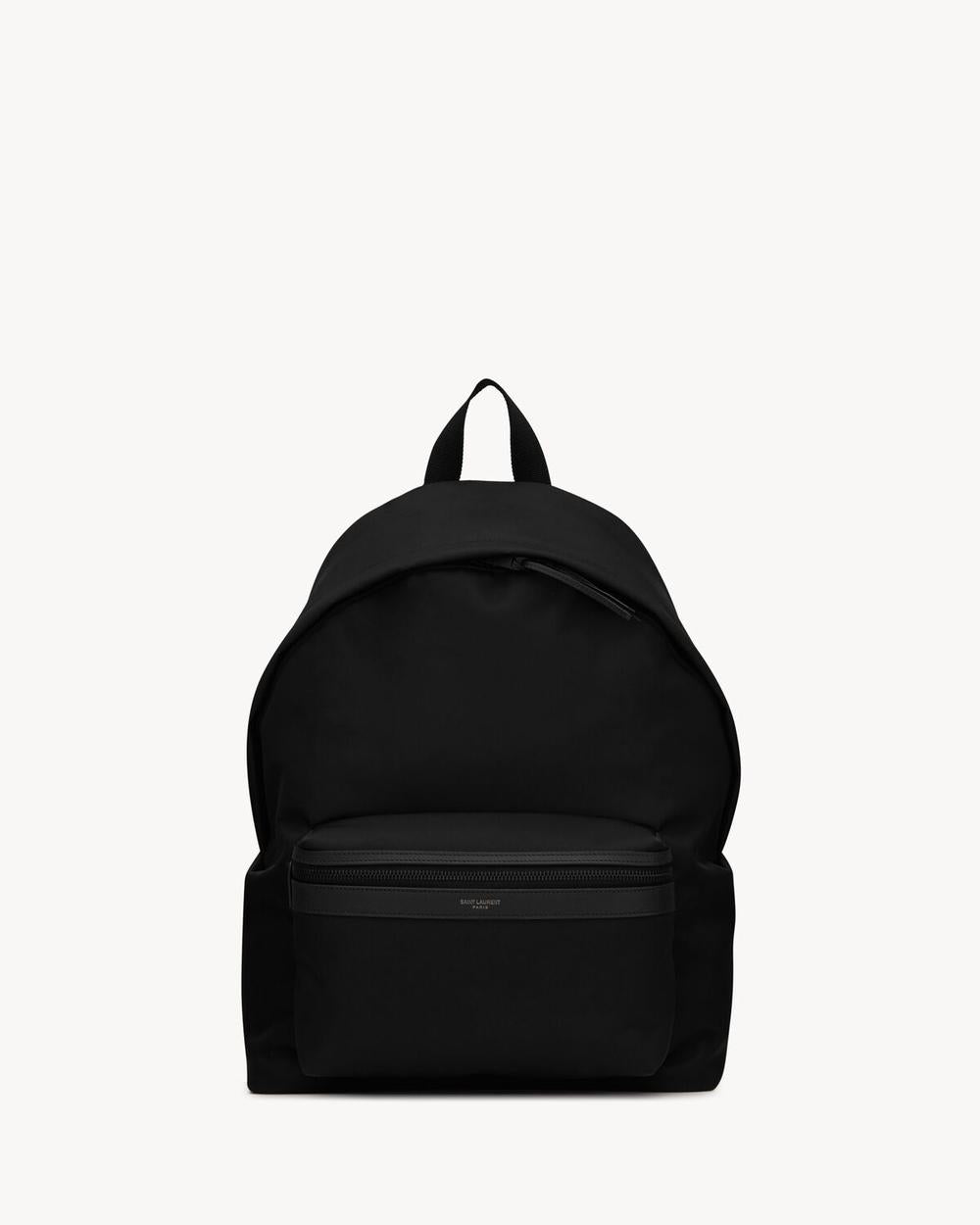 SAINT LAURENT Men city backpack in econyl®, smooth leather and nylon NOIR 534967FAEBW1000