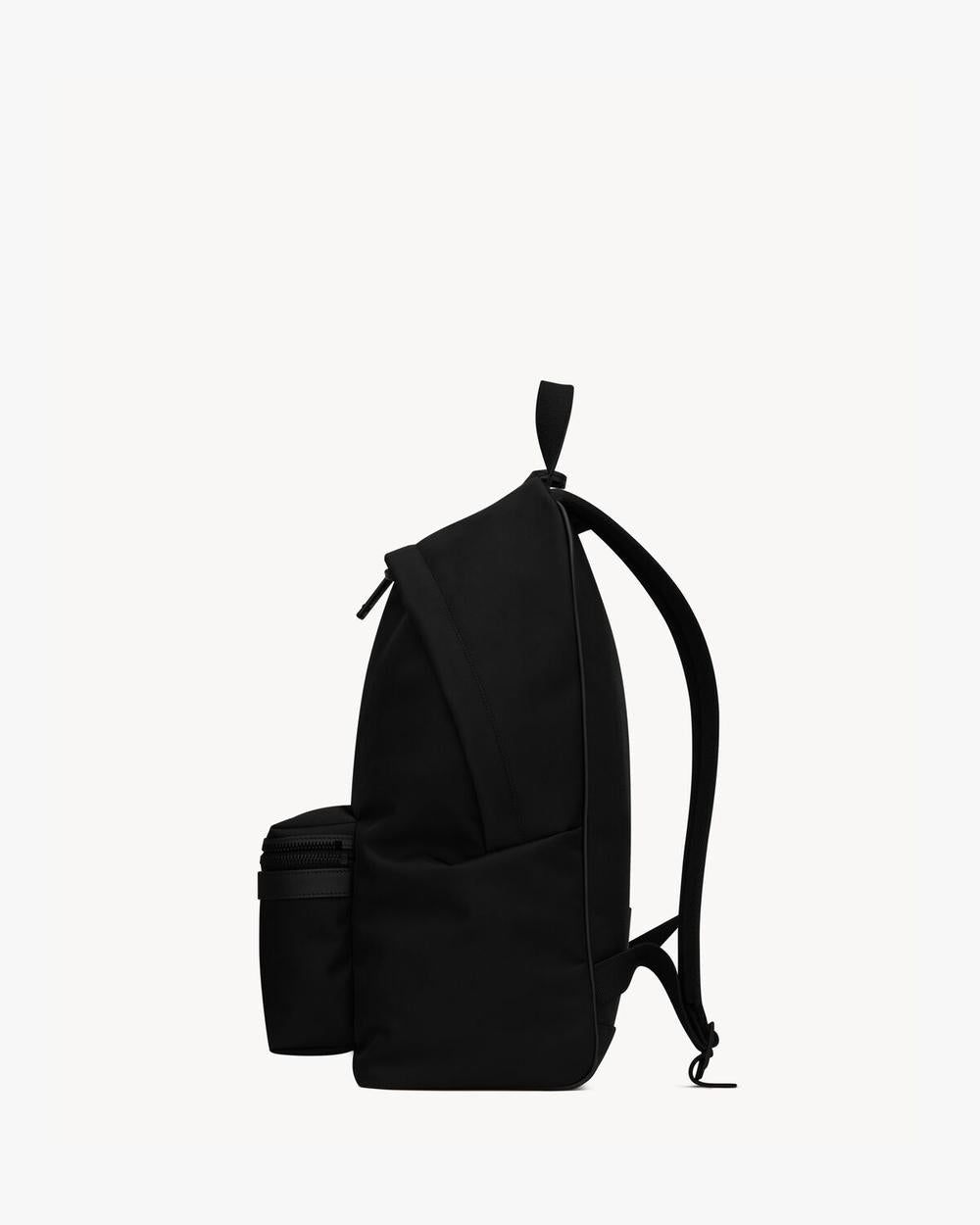 SAINT LAURENT Men city backpack in econyl®, smooth leather and nylon NOIR 534967FAEBW1000