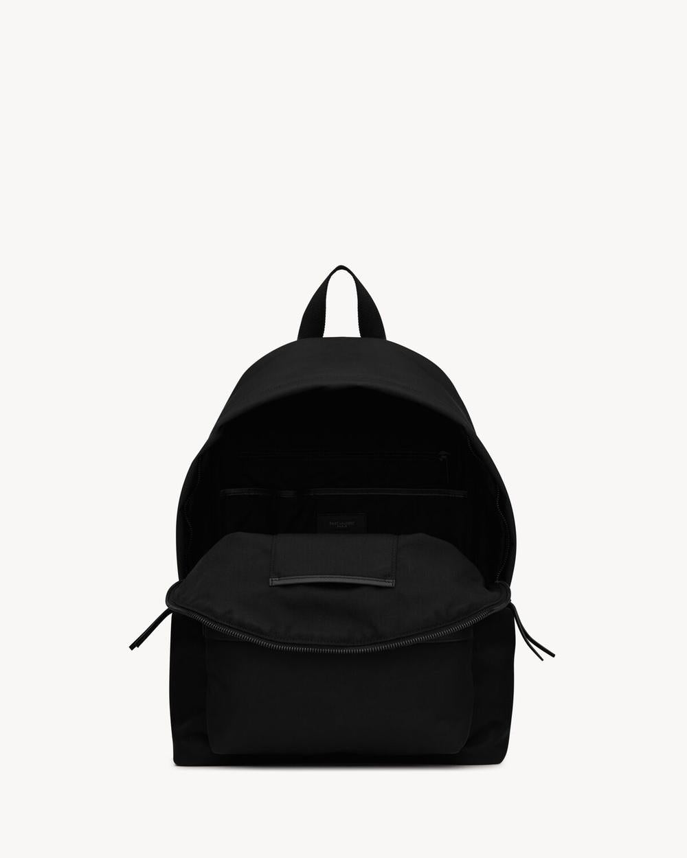 SAINT LAURENT Men city backpack in econyl®, smooth leather and nylon NOIR 534967FAEBW1000