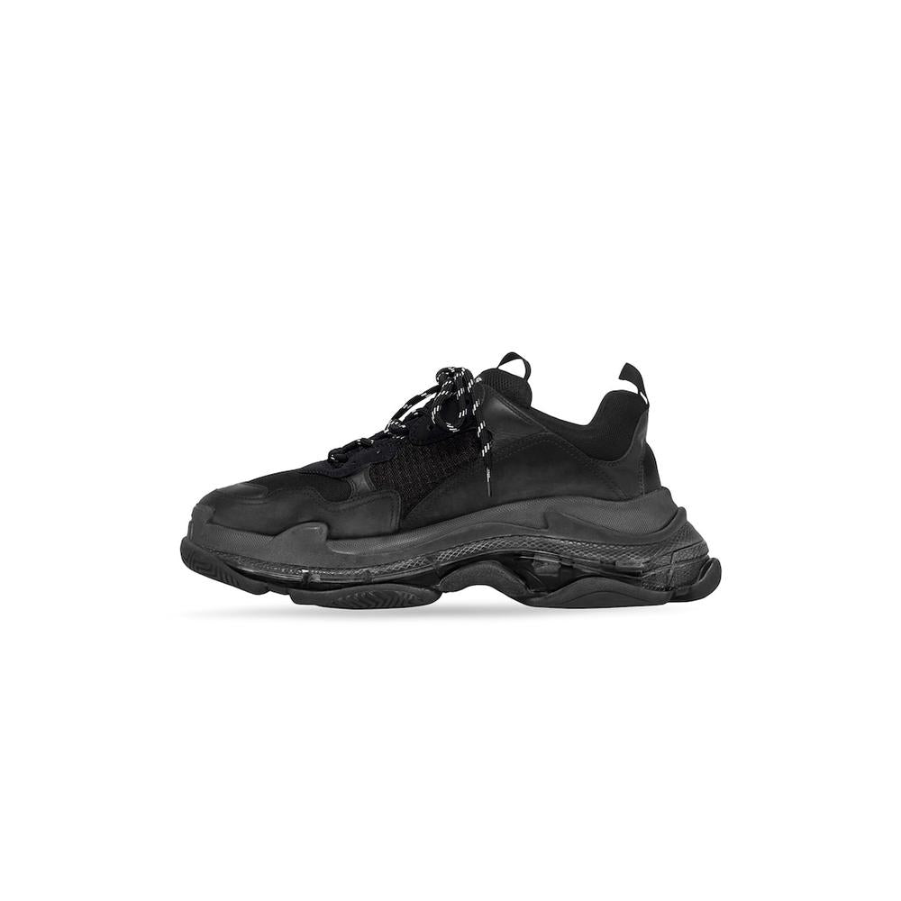 BALENCIAGA Men Triple S Clear Sole Sneaker in Black 541624W2FB11000