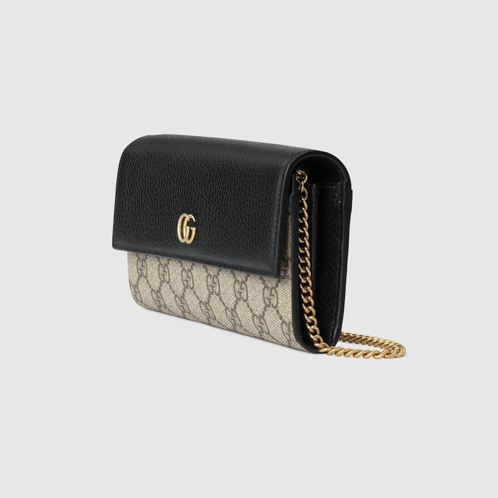 GUCCI Women GG Marmont bi-colour chain wallet Black 546585 17WAG 1283