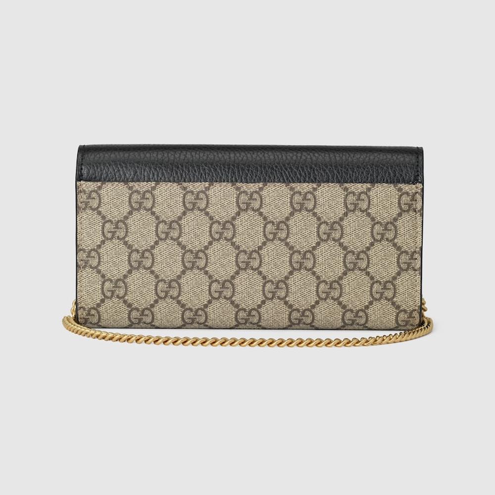 GUCCI Women GG Marmont bi-colour chain wallet Black 546585 17WAG 1283