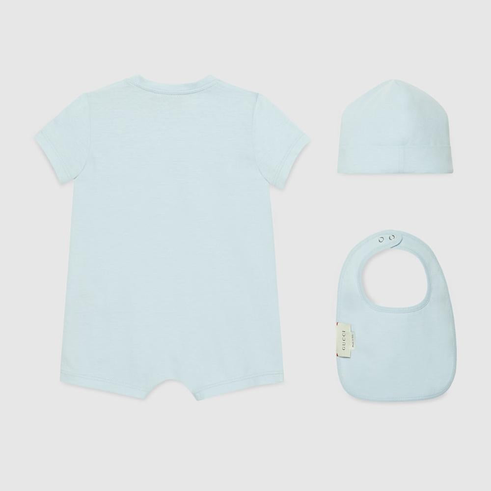 GUCCI Kids Baby cotton gift set with Gucci logo Pale blue 548249 X3L64 4366