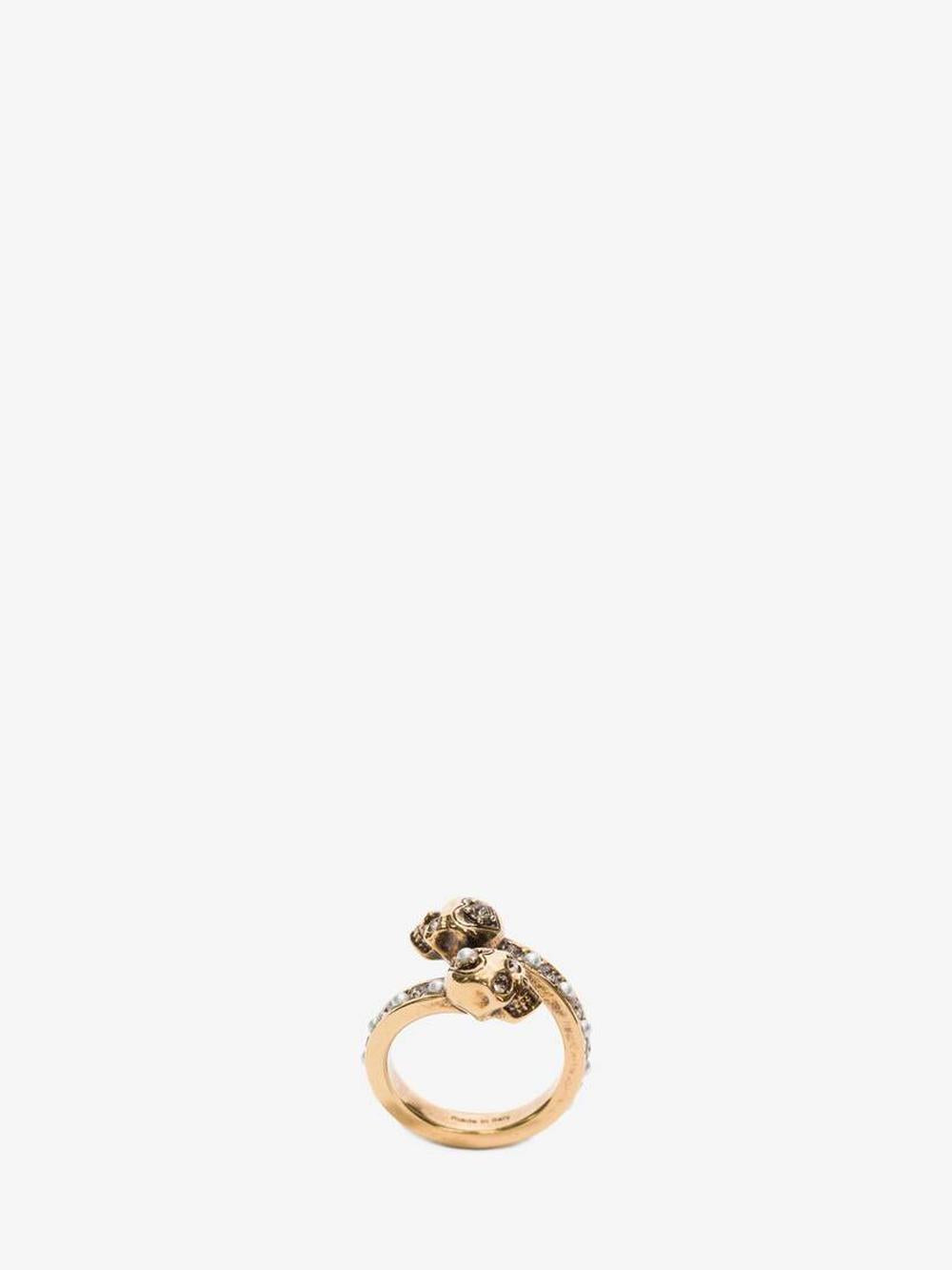 ALEXANDER MCQUEEN Women Wrap-around Skull Ring in Gold 553657J160T7124