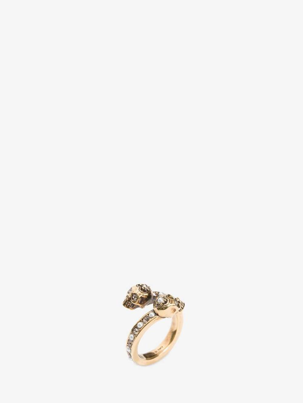 ALEXANDER MCQUEEN Women Wrap-around Skull Ring in Gold 553657J160T7124