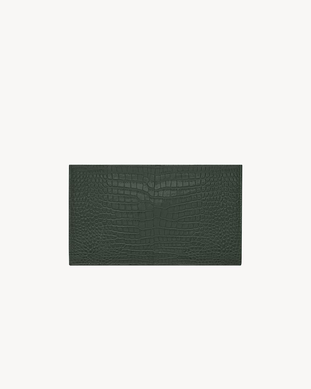 SAINT LAURENT Women uptown pouch in crocodile-embossed shiny leather MINT 565739DND0J3144