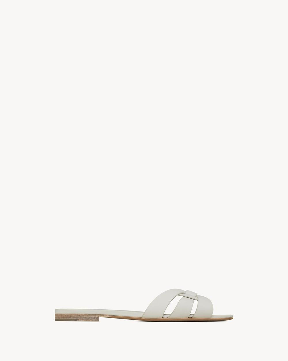 SAINT LAURENT Women tribute mules in smooth leather WHITE 571952BZC009008