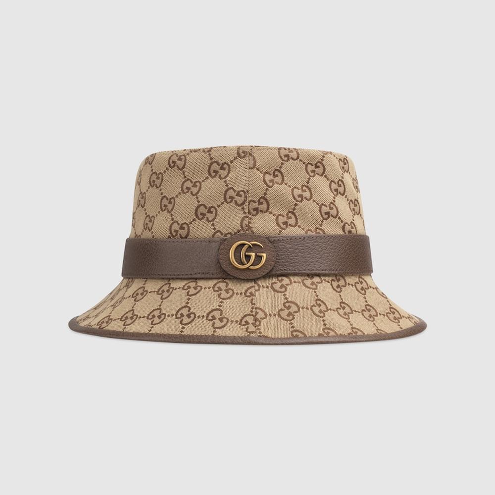 قبعة دلو من القماش GG للرجال من GUCCI باللون البيج/البني 576587 4HG62 2564