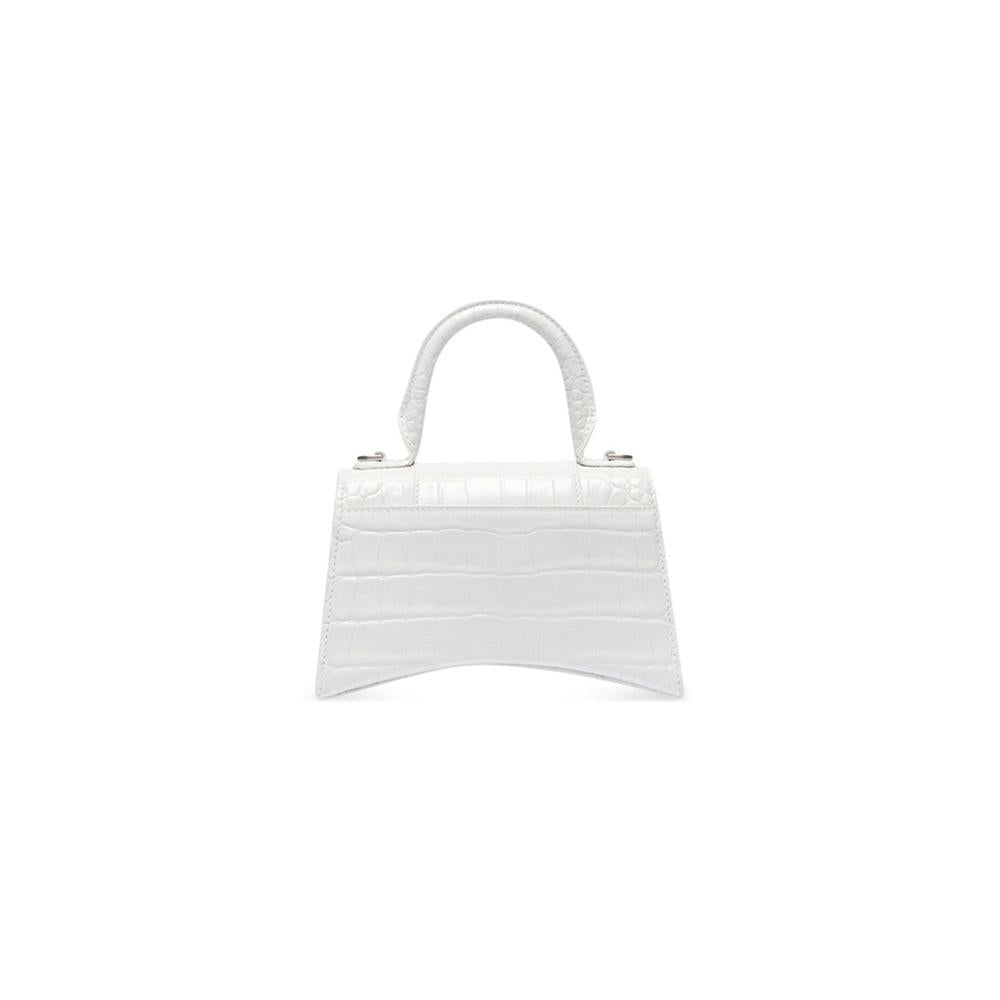 BALENCIAGA Women Hourglass Crocodile Embossed Xs Handbag in White 5928331LR6Y9016