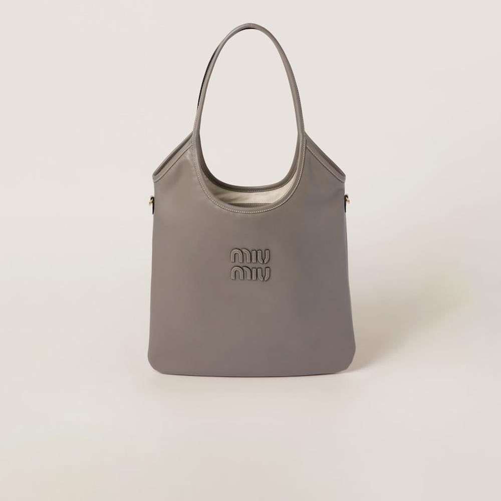 MIU Women IVY leather bag Clay Grey 5BG231_2CRW_F0572_V_MLN