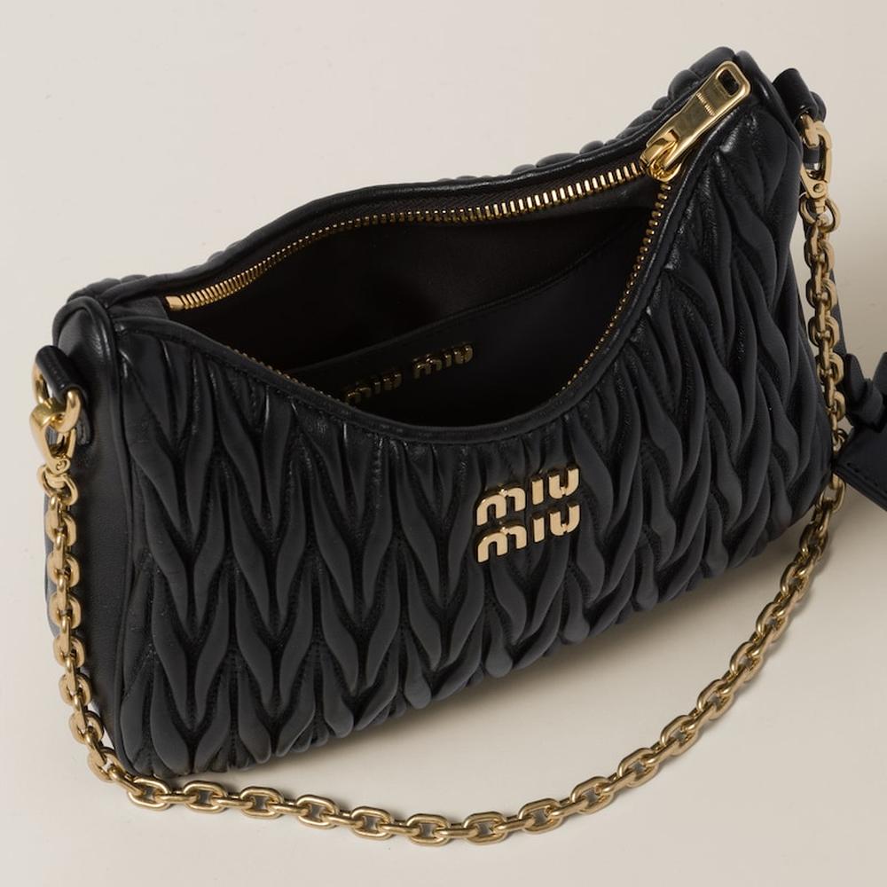 MIU Women Matelassé nappa leather shoulder bag Black 5BH211_N88_F0002_V_TWO