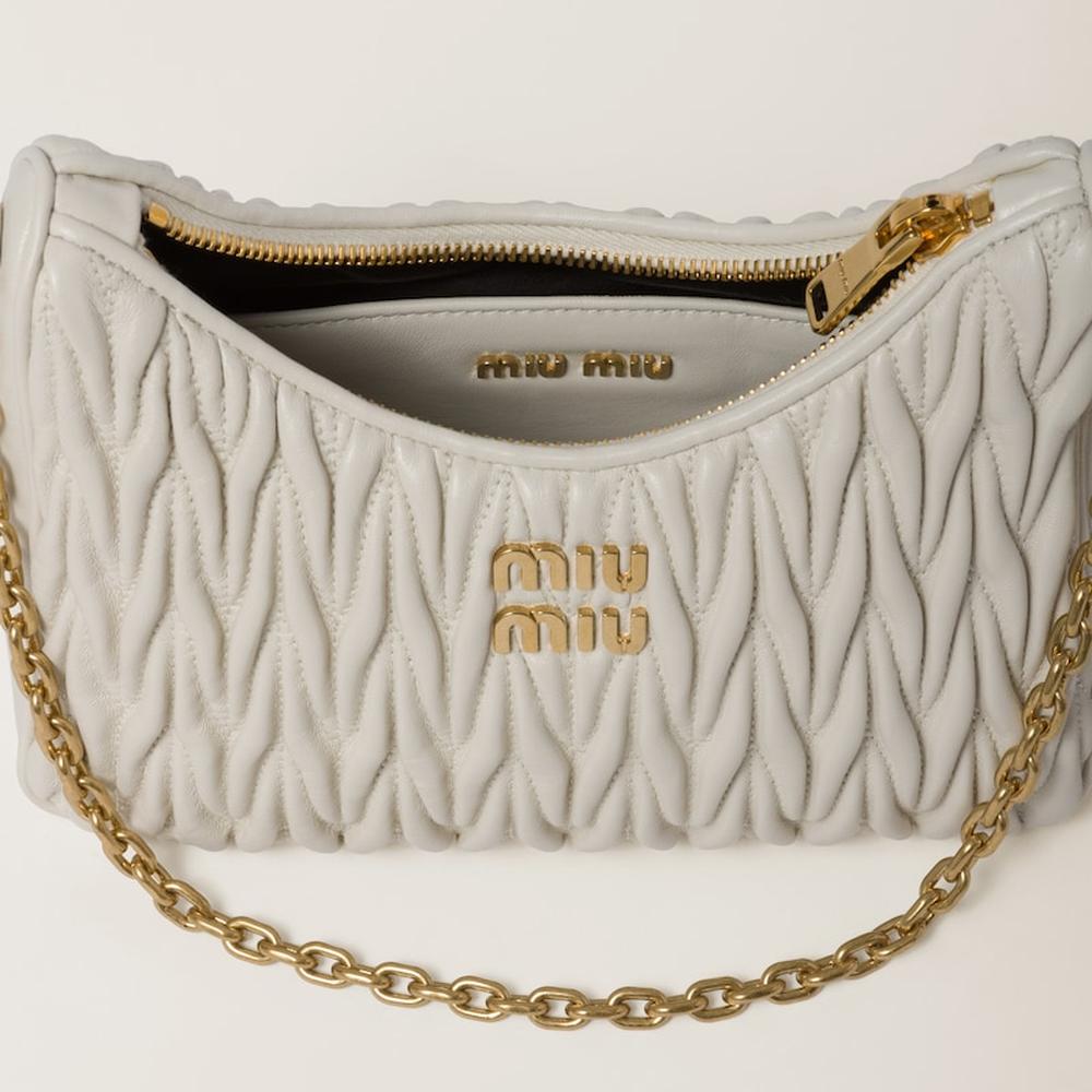 MIU Women Matelassé nappa leather shoulder bag White 5BH211_N88_F0009_V_TWO