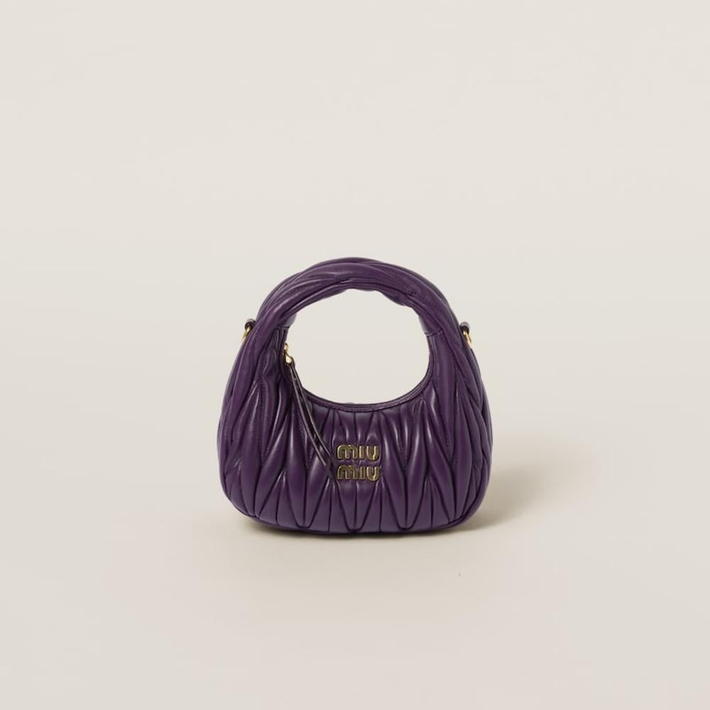 MIU Women Wander matelassé nappa leather hobo mini-bag Violet 5BP078_N88_F0030_V_OOO