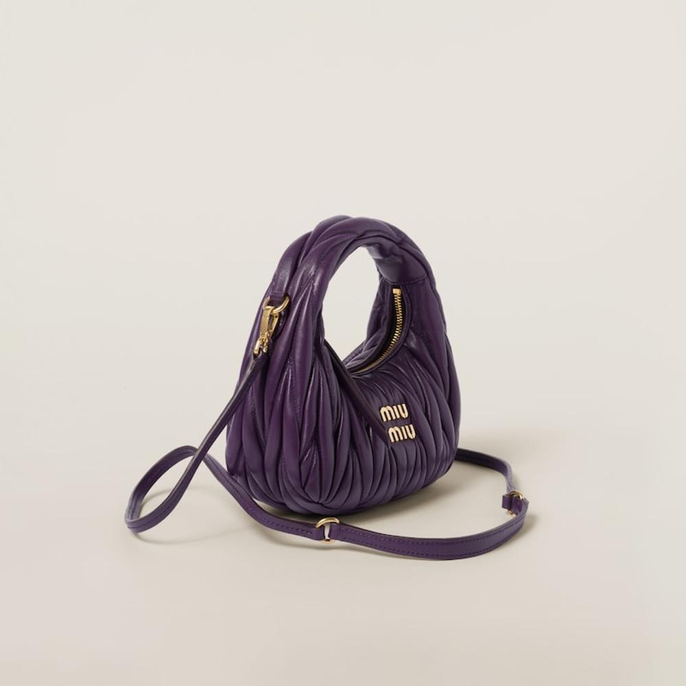 MIU Women Wander matelassé nappa leather hobo mini-bag Violet 5BP078_N88_F0030_V_OOO