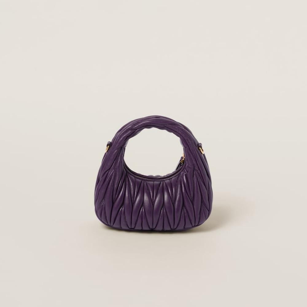 MIU Women Wander matelassé nappa leather hobo mini-bag Violet 5BP078_N88_F0030_V_OOO