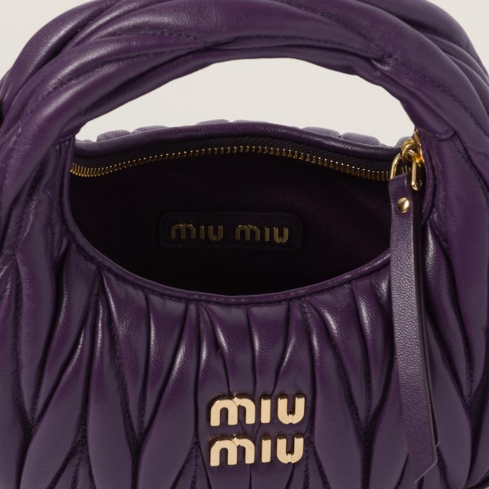 MIU Women Wander matelassé nappa leather hobo mini-bag Violet 5BP078_N88_F0030_V_OOO