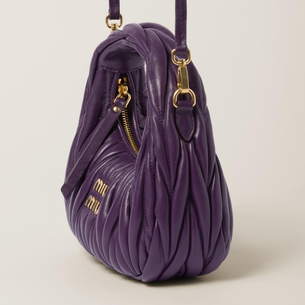 MIU Women Wander matelassé nappa leather hobo mini-bag Violet 5BP078_N88_F0030_V_OOO