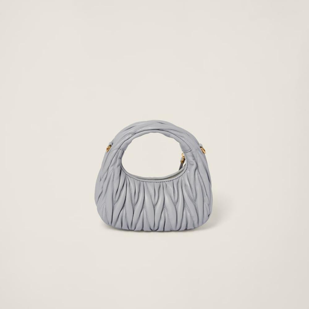 MIU Women Wander matelassé nappa leather hobo mini-bag Pearl Gray 5BP078_N88_F0164_V_OOO