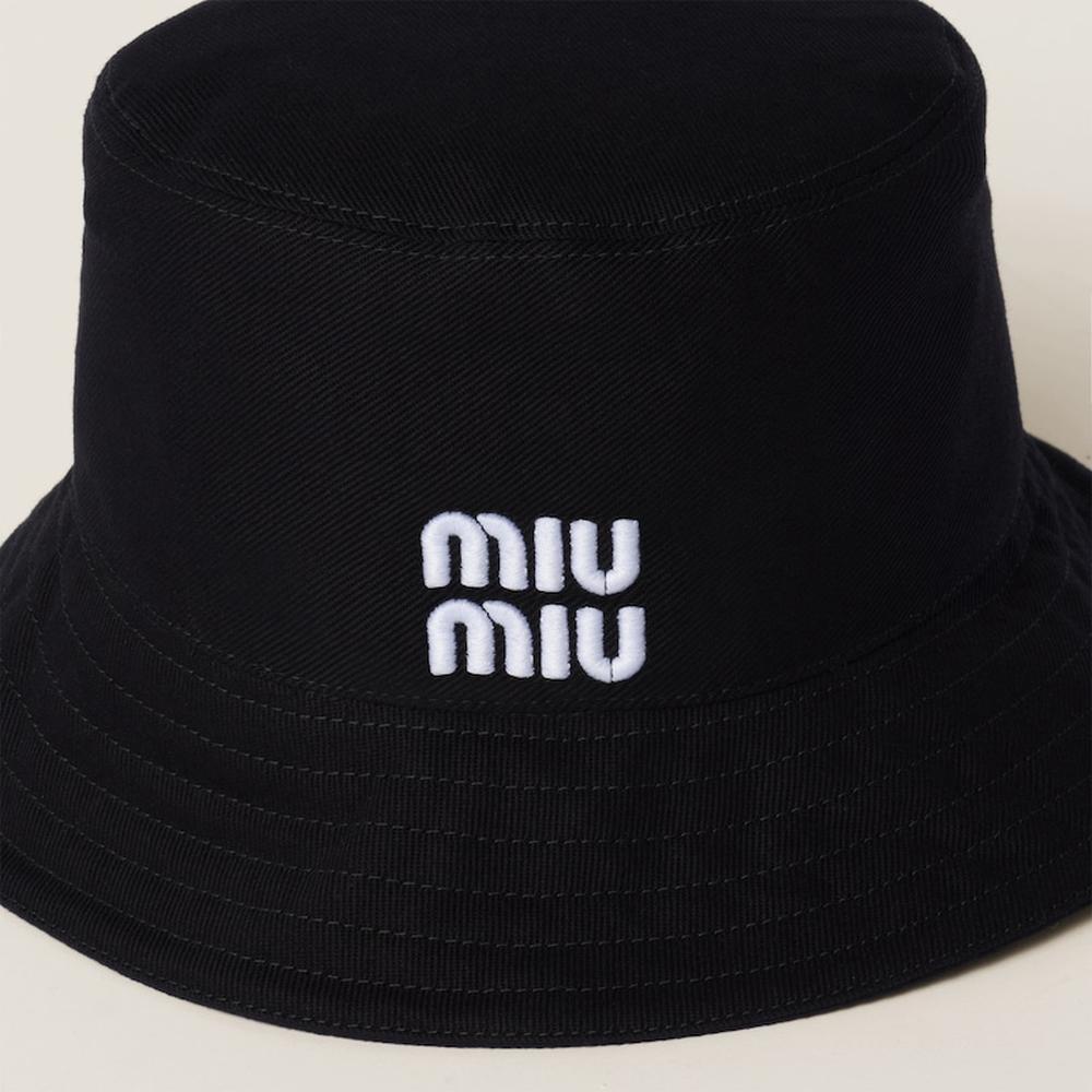 MIU Women Drill bucket hat Black/White 5HC196_2DXI_F0967