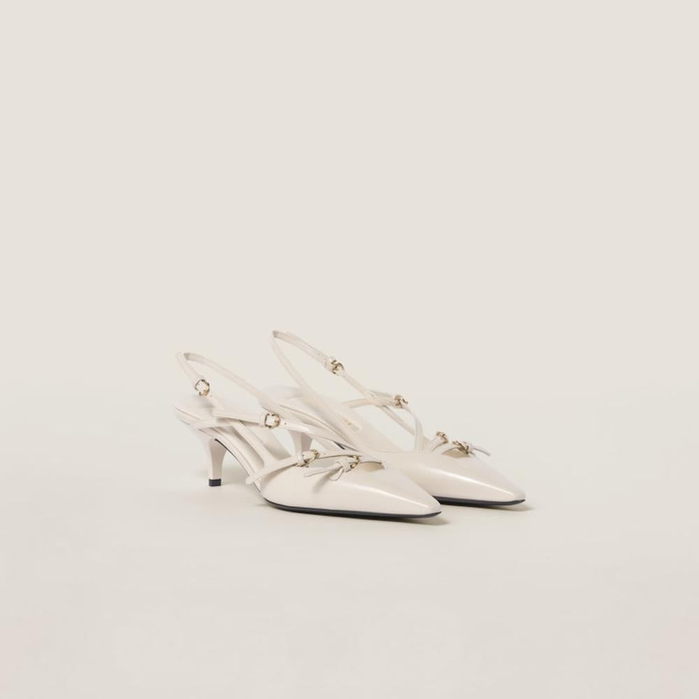 MIU Women Patent leather slingbacks with buckles Ivory 5I013E_069_F0304_F_M055