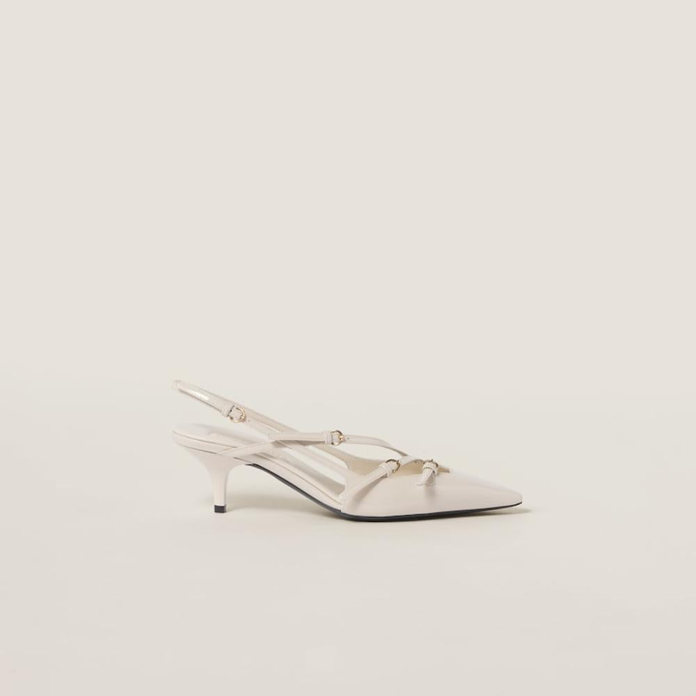 MIU Women Patent leather slingbacks with buckles Ivory 5I013E_069_F0304_F_M055