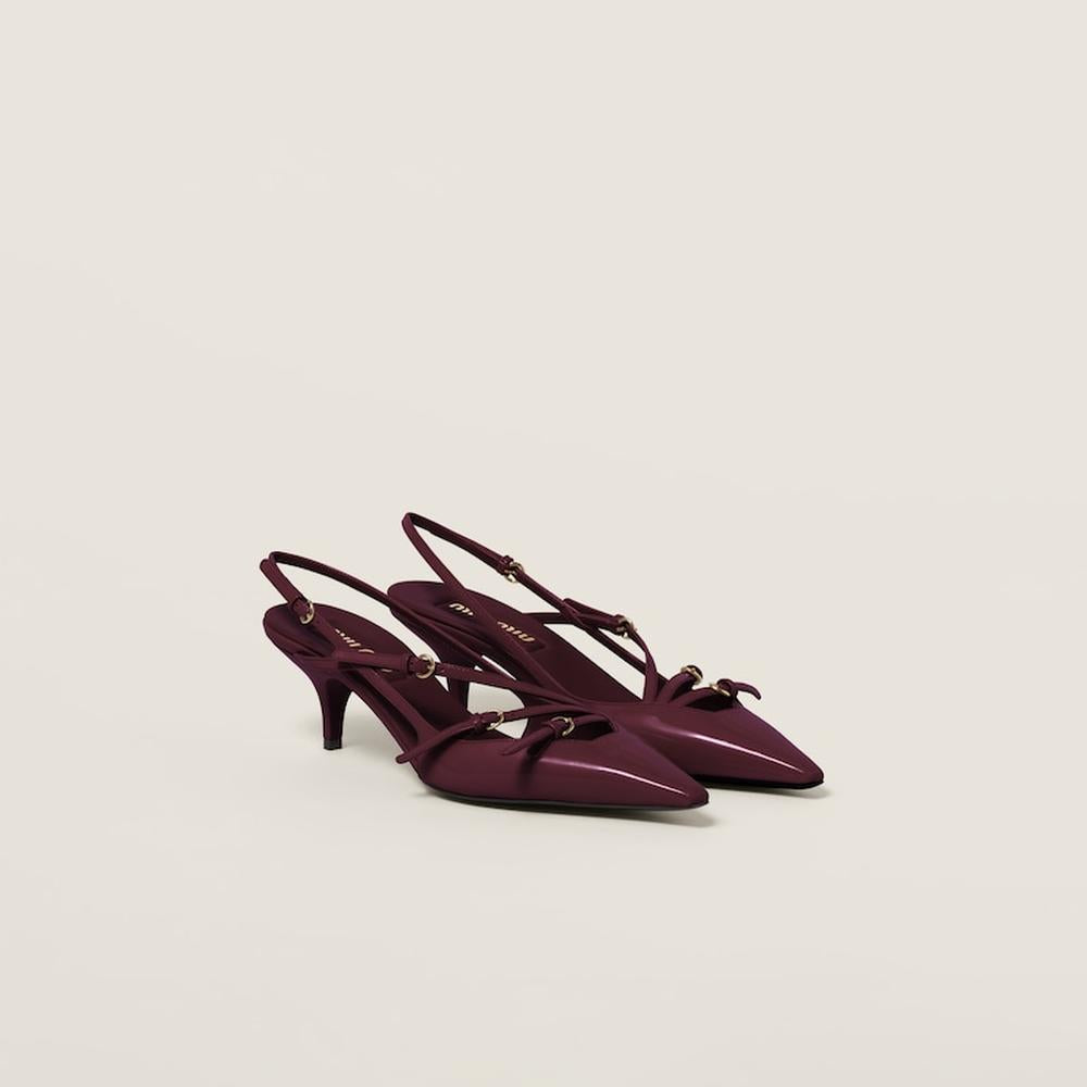 MIU Women Patent leather slingbacks with buckles Crimson 5I013E_069_F0D27_F_M055