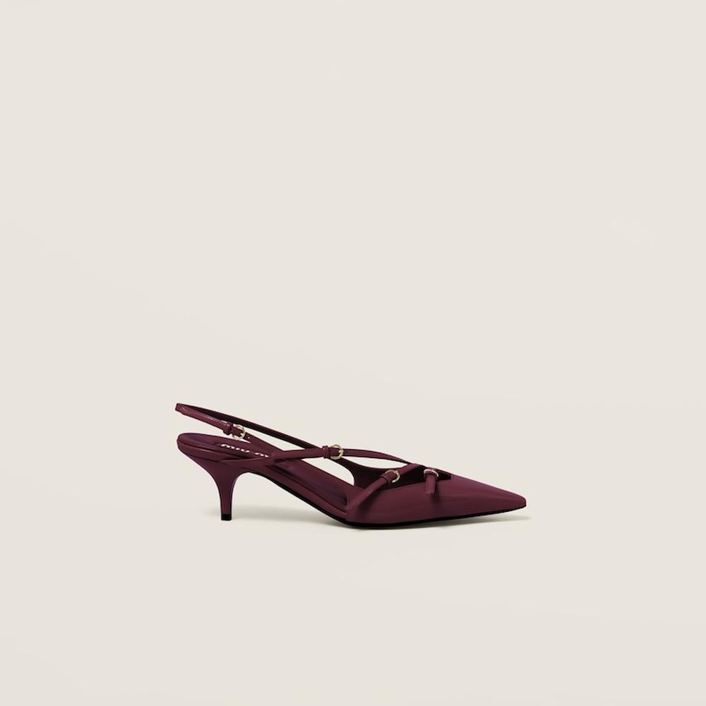 MIU Women Patent leather slingbacks with buckles Crimson 5I013E_069_F0D27_F_M055