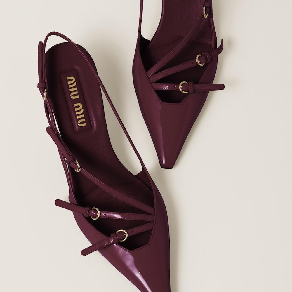 MIU Women Patent leather slingbacks with buckles Crimson 5I013E_069_F0D27_F_M055