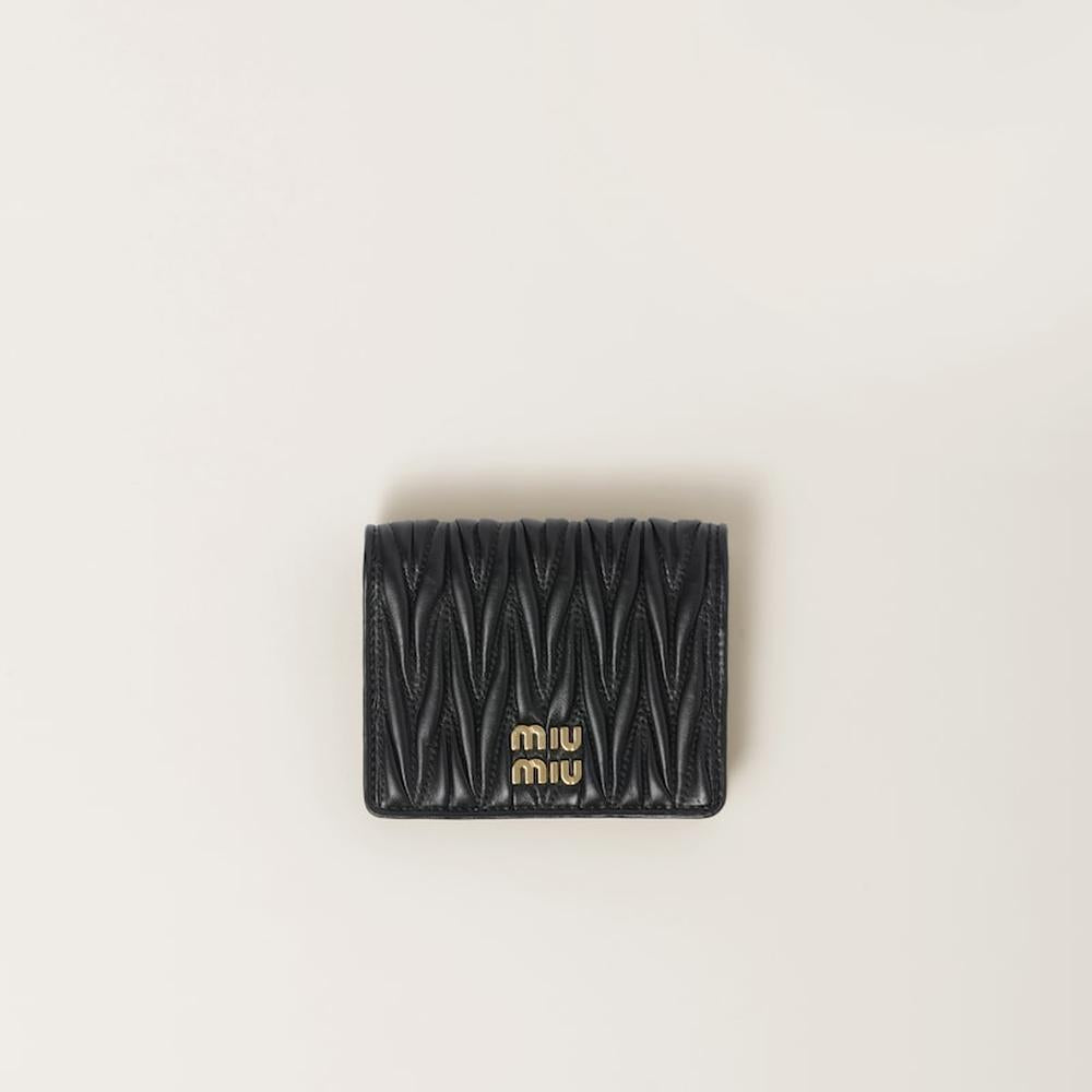 MIU Women Small matelassé nappa leather wallet Black 5MV204_2FPP_F0002