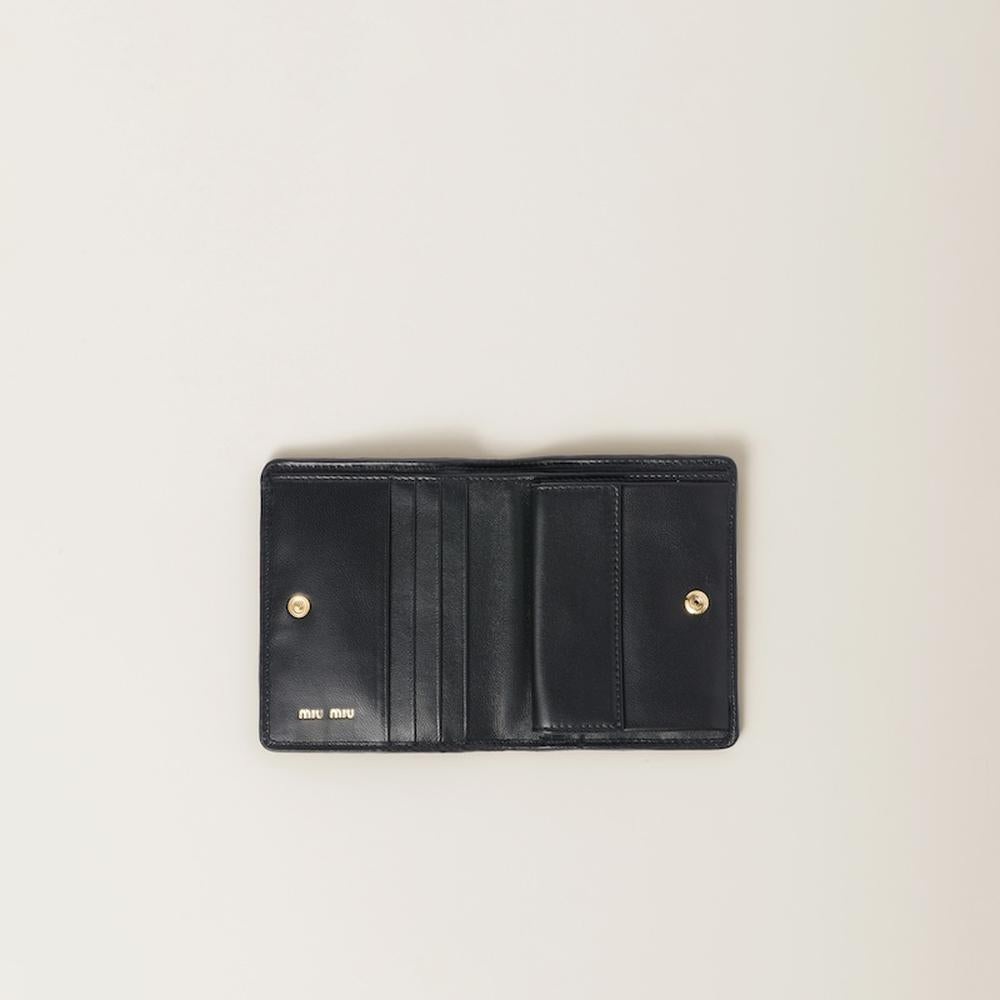 MIU Women Small matelassé nappa leather wallet Black 5MV204_2FPP_F0002