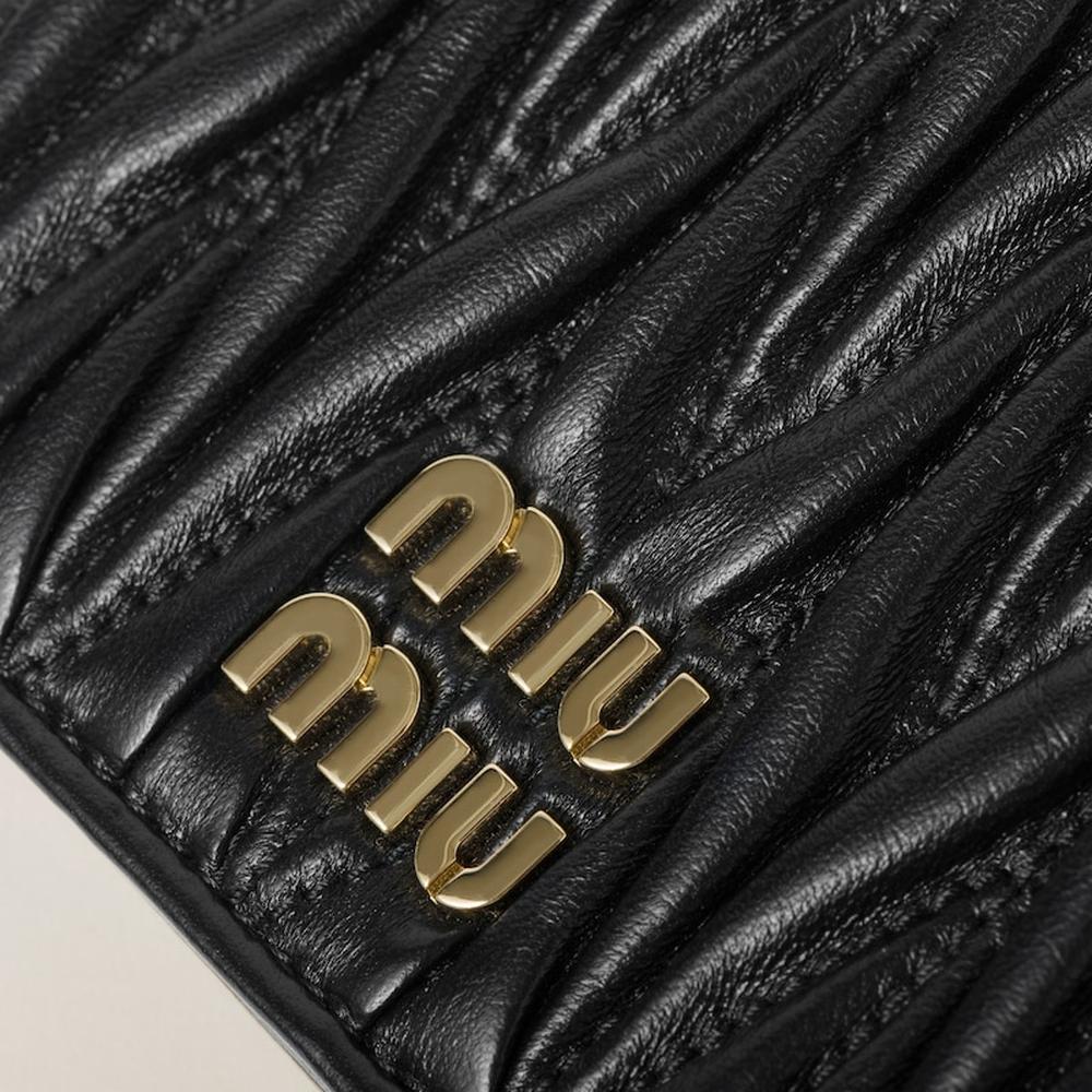 MIU Women Small matelassé nappa leather wallet Black 5MV204_2FPP_F0002