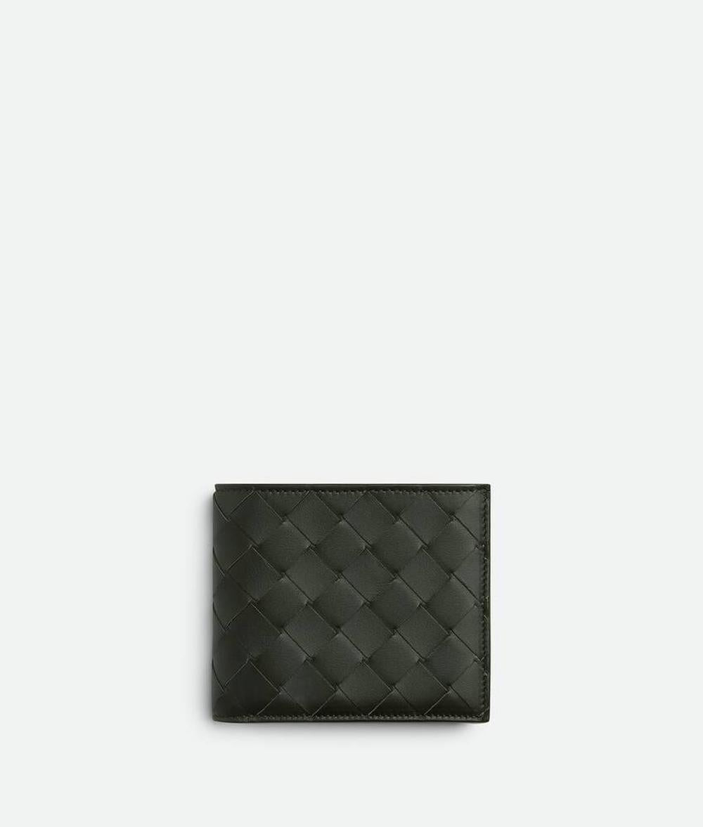 محفظة BOTTEGA VENETA للرجال من الجلد المضفر ثنائية الطي باللون الأخضر الداكن/الأحمر الداكن/الجليدي/الأحمر الداكن/الأناناس 605721VCPQG3475