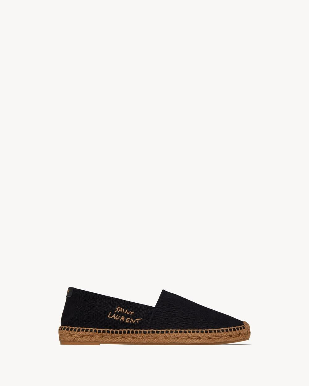 SAINT LAURENT Men saint laurent embroidered espadrilles in canvas BLACK 6059511P2101000