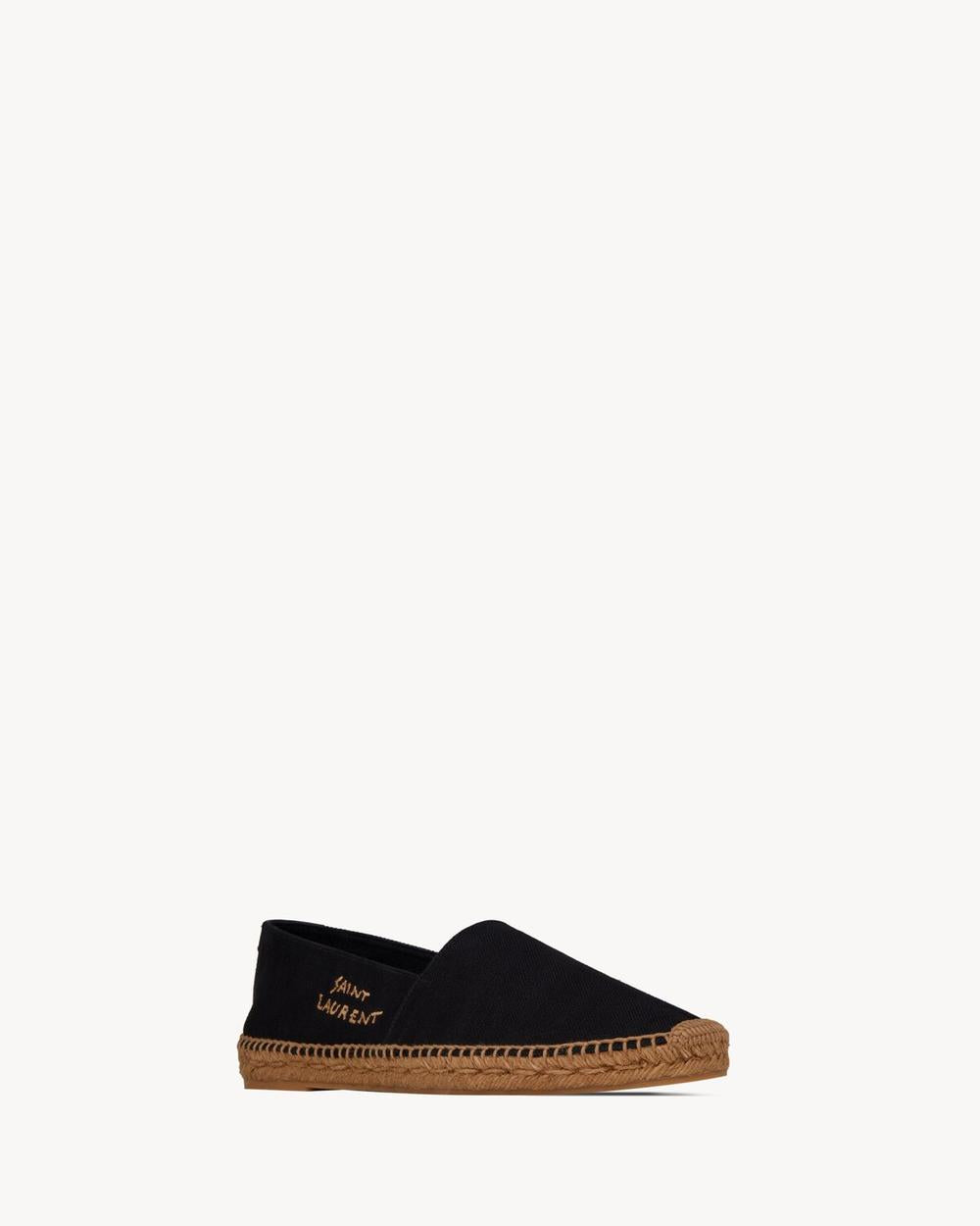 SAINT LAURENT Men saint laurent embroidered espadrilles in canvas BLACK 6059511P2101000