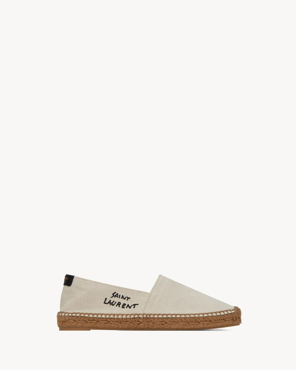 SAINT LAURENT Men saint laurent embroidered espadrilles in canvas NATURAL BEIGE 6059511P2109380